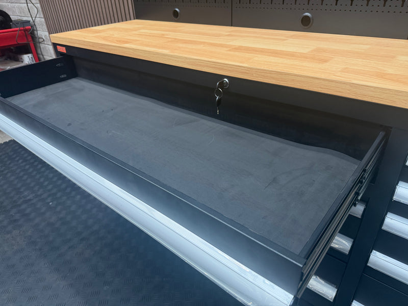 Load image into Gallery viewer, Rock RT-066 Steel 72" Wooden benchtop tool chest with backboard