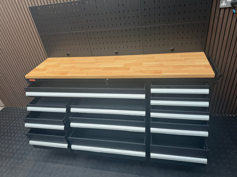 Load image into Gallery viewer, Rock RT-066 Steel 72" Wooden benchtop tool chest with backboard