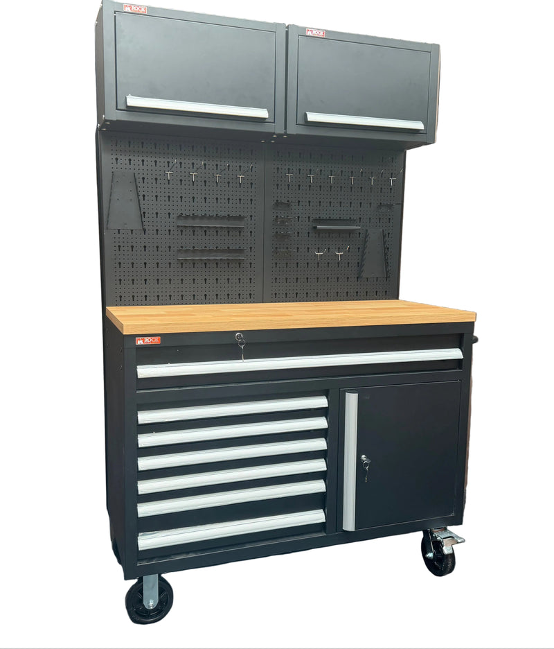 Load image into Gallery viewer, Rock RT-063 47" Steel wooden toped tool chest with draws and cabinets