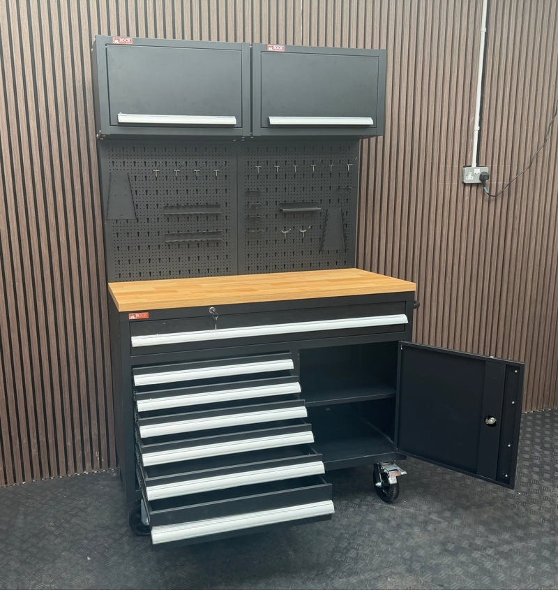 Load image into Gallery viewer, Rock RT-063 47" Steel wooden toped tool chest with draws and cabinets