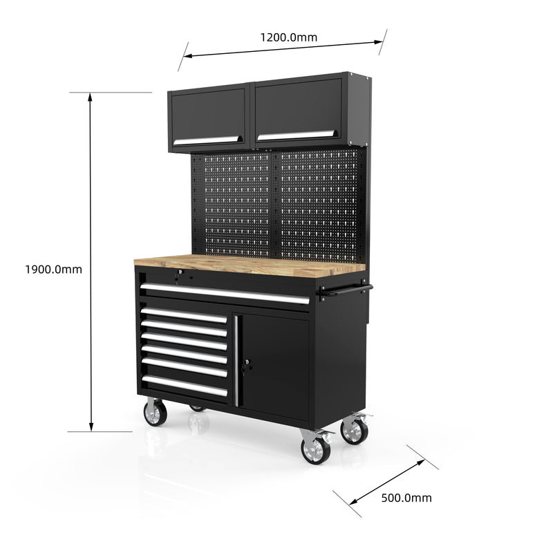 Load image into Gallery viewer, Rock RT-063 47" Steel wooden toped tool chest with draws and cabinets
